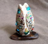 Zuni Shell Double Corn Maiden Fetish Carving w Sunface by Darrin Boone C4825