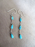 Native Zuni Turquoise & Sterling hook Earrings by Rochelle Quam  JE684
