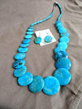 Navajo Turquoise Graduated Disc Necklace & Earring Set by Jo Ann Garcia JN506