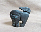 Native Zuni Jet Halloween Cat Fetish Carving by Rochelle Quam  C4840