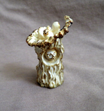 Native Zuni Antler Owl Family in Tree Stump Fetish Carving by Ruben Najera C4821