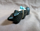 Native Zuni  Green Goldstone Wolf Fetish by Leland Boone & Daphne Quam C4699