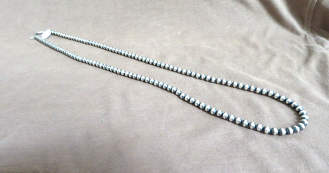 Native Navajo Sterling Silver Navajo Pearls  24" Necklace  JN510
