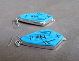 Zuni Calming Turquoise Corn Maiden Fetish Earrings by Valerie Comosona JE672