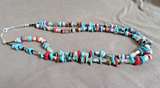 Native Navajo Multi-stone & Heishi 2 Strand Trade bead 26" Necklace JN513
