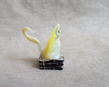 Zuni Micro Mini Mother of Pearl Cat Fetish Carving by Ruben Najera C4812