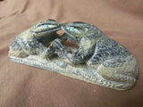 Native Zuni amazing Museum Quality Serpentine Frog Duo Fetish by Herbert Him Sr.