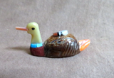 Native Zuni Multi-stone & Shell Duck w/ Sunface Fetish by Darrin Boone  C4356