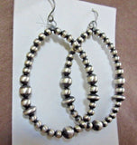 Native Navajo Sterling Silver Graduated Navajo Pearl Hook Earrings  JE446