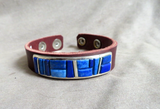 Navajo Lapis w/ Sterling Leather Adjustable Bracelet by Edison Yazzie - JB271