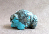 Native Zuni Turquoise Buffalo Fetish Carving by Justin Red Elk - C4481
