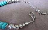 Navajo Turquoise & Onyx bead Necklace w/ silver clasp & Matching Earrings JN0041
