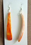 Zuni Native  Orange Spiny Oyster & Silver Hook Earrings by J Espino JE0513