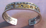 Native Navajo Sterling Silver & Gold Story Teller Cuff Bracelet by NN JB0068