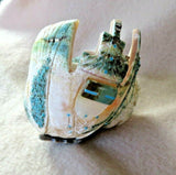 Native Zuni Green Snail Shell Tablita Maiden Fetish by Brandon Phillips C3969