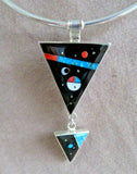 Navajo Micro Inlay Multi-Stone & Sterling Silver Necklace by Harold Smith JN447