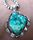 Native Navajo Sterling Navajo Pearls & Chrysocolla Necklace by B Begay JN0150