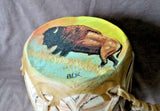 Native Navajo Hand Made Hand Painted Buffalo 2 Sided Drum by JC Black M328