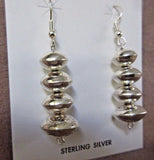 Native Navajo Hand Made Sterling Bead Hook Earrings by Angelina Miller JE0225
