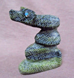 Native Zuni Serpentine Coiled Rattle snake by Stephen Lonjose C1602