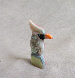 Zuni Coral Shell Cardinal w/ Sunface Fetish Carving by Darrin Boone  C4565