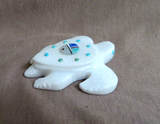 Native Zuni White Marble Sea Turtle Fetish Carving by Sullivan Shebola C4528