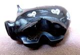 Native Zuni Black Marble Etched Pig Fetish by Rosella Gonzales - C1263