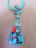 Santo Domingo Inlay Multi-Stone Pendant & Jet Necklace by Chris Nieto JN0225