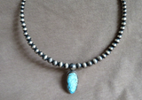 Navajo Sterling Graduated Navajo Pearls & Turquoise Wire Choker Necklace JN487