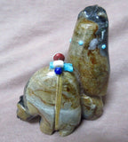Native American Zuni Picasso Marble Bear Duo by Michael LaWeka  - C2307