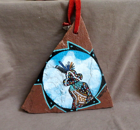 Native Zuni Original Rock Painting - Fire God Kachina by Shane Loretto` HP89
