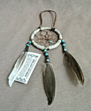 Native Navajo Handmade 2" Small Size Leather Dream Catcher by D Edsitty  M286