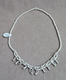 Native Navajo Silver Baby Squash Blossom Necklace 16" by Larry Curley JN477