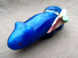 Zuni RARE Bowlerite Blue Mt. Lion Fetish by Leland Boone & Daphne Quam C3496