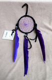 Native Navajo Handmade Medium Size Purple & Black Leather Dream Catcher  M0372