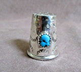 Native Navajo snake eye Turquoise Sterling Silver Thimble by France Yazzie M273