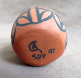 Older Santo Domingo Pueblo Hand Coiled Pottery Mini Pot by CA 1997 P0251