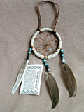 Native Navajo Handmade 2" Small Size Leather Dream Catcher by D Edsitty  M286