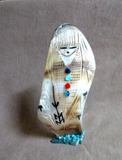Native Zuni Mother of Pearl Large 2 Sided Maiden Fetish by Gloria Chattin C4395