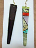 Native Santo Domingo Multi-stone Matrix Dangle Hook Earrings - Bryon Coriz JE457