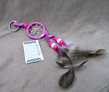 Navajo Handmade Small Size Pink Leather Dream Catcher Keychain  M379