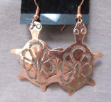 Native Navajo Copper Turtle Fetish Hook Earrings by Ed Abeyta JE0294
