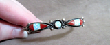Native American Zuni Opal & Coral Cuff Bracelet By CARINA LEEKITY  JB257
