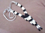 Native Navajo Jet, Snowflake Obsidian & Leather 3 strand Bone necklace JN0258