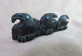 Native American Zuni Jet Three Ravens Fetish Carving by Rochelle Quam  C4049