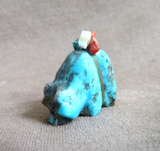 Native Zuni Mini #8 Turquoise Bear w Bundle Fetish Carving by Daryl Shack C4610