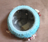 Vintage Native Zuni Turquoise Encrusted 4 Fetish Carving Seed Pot PO258