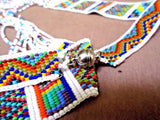 Native Zuni Made Multi-Colored Beaded 32" Graduated Necklace & Earrings JN0271