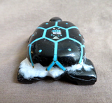 Native Zuni Zebra Marble Turtle Fetish Carving by STM  - C4349