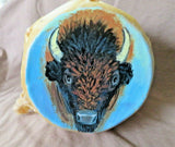 Native Navajo Hand Made Hand Painted Buffalo 2 Sided Drum by JC Black M328